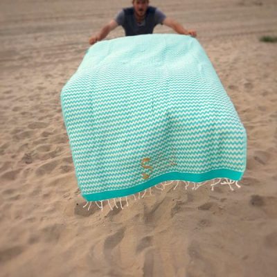 foutas-turquoise-et-blanc-casse-coton-et-lurex-2mx1m-photo