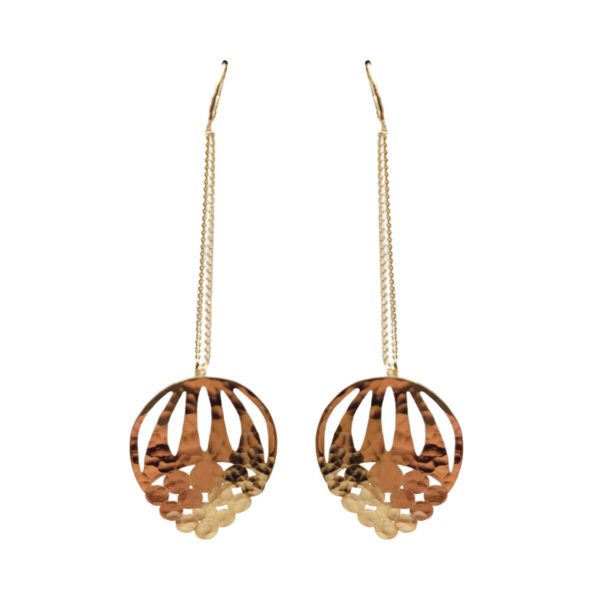 Boucles d'oreilles pendantes avec pendentif en or martelé