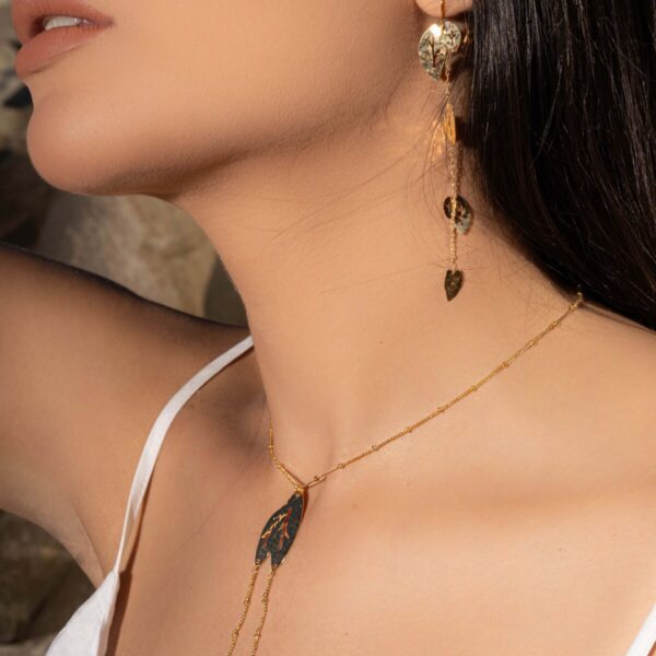 Boucles d'oreilles fin feuillage La Cacciarella – Image 2