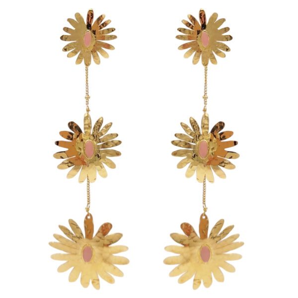 Longues boucles d'oreilles florales rose Cala Martina