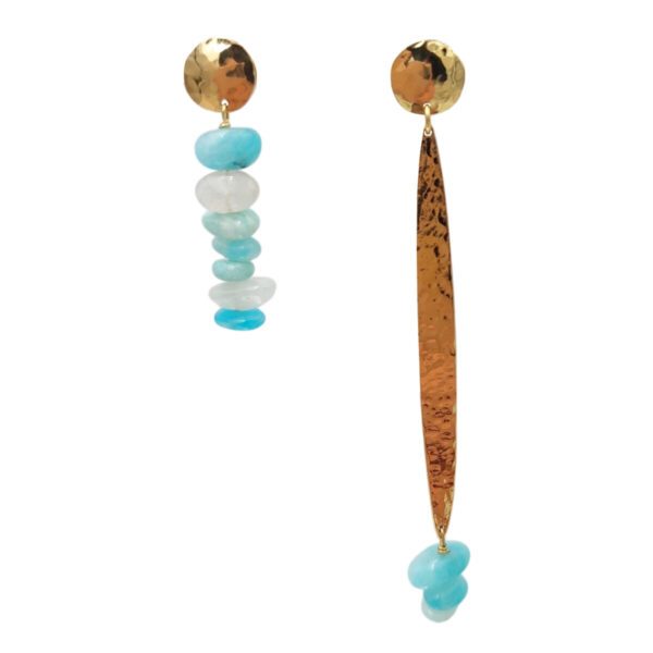 Boucles d'oreilles dépareillées Amazonite Porto Ercole