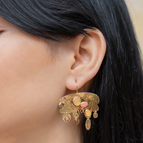 Grandes boucles d'oreilles galets terracotta Cala Moro – Image 2