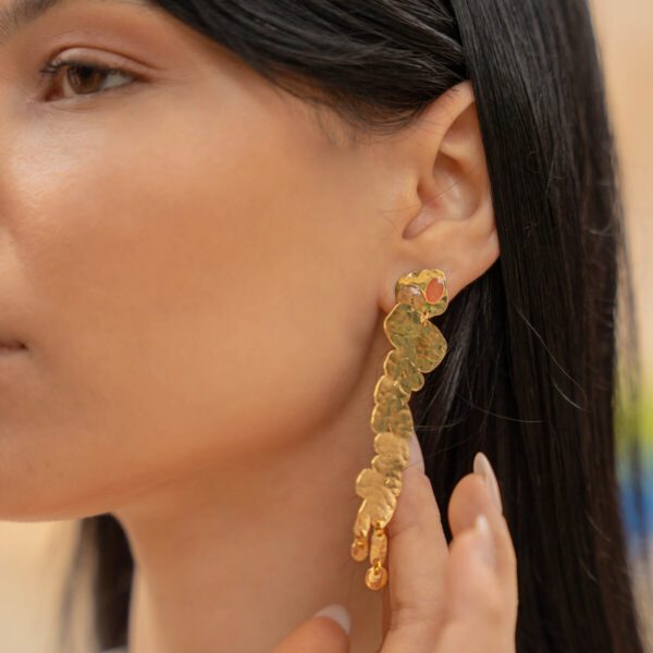 Grandes boucles d'oreilles pluie galets terracotta Cala Moro – Image 2